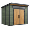 Abri de jardin 180 x 120 x 210 cm panneaux composites vert et bois style moderne avec double porte