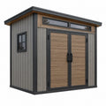 Abri de jardin 200 x 150 x 220 cm bois et métal gris anthracite style moderne à double porte
