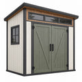 Abri de jardin 180 x 120 cm en bois vert gris à double porte style moderne