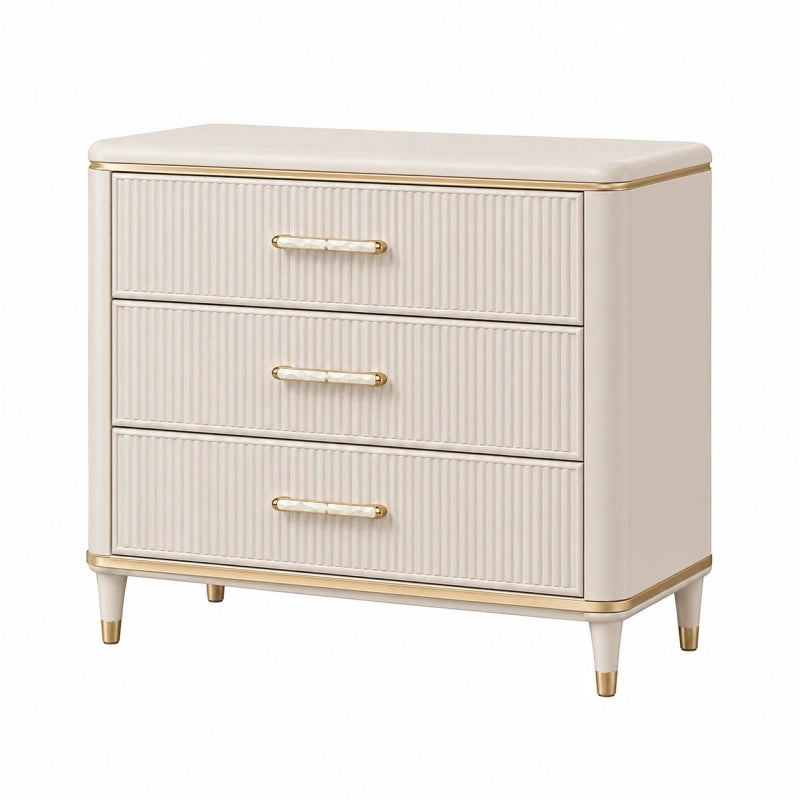 Commode 90 x 40 x 80 cm beige à 3 tiroirs style contemporain