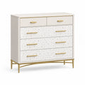 Commode 120 x 45 x 90 cm en panneaux de bois blanc à 5 tiroirs style contemporain