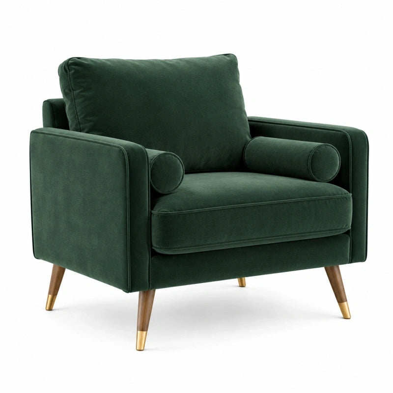 Fauteuil 95 x 88 x 86 cm en velours vert foncé style contemporain