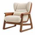 Fauteuil 78 x 85 x 100 cm en tissu bouclette beige avec structure en bois style contemporain