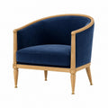Fauteuil 78 x 75 x 82 cm en velours bleu et bois style classique