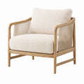 Fauteuil 76 x 75 x 80 cm en bois naturel et tissu bouclette beige style bohème