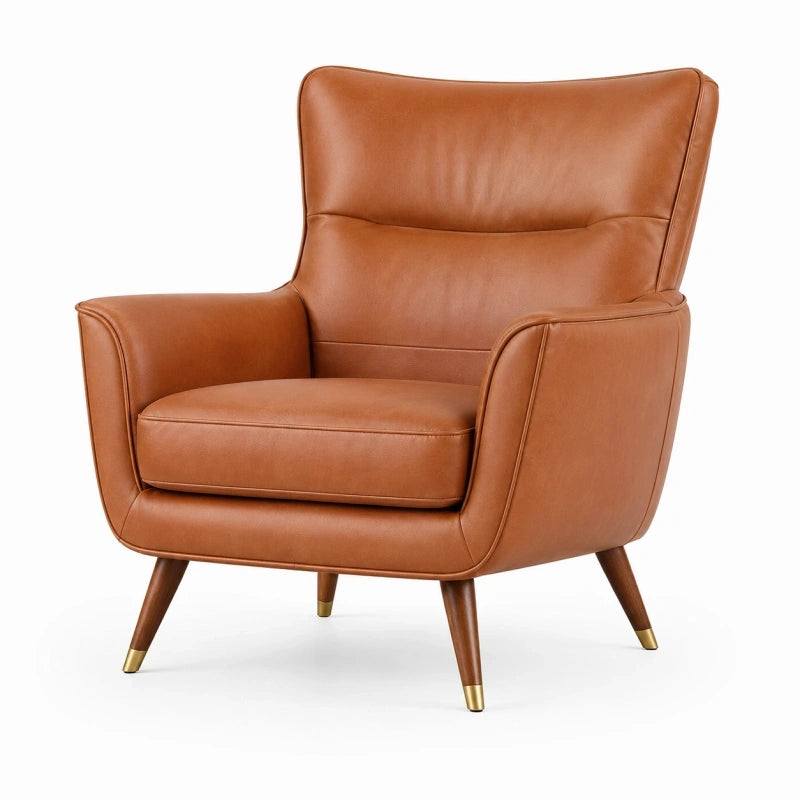 Fauteuil 85 x 88 x 101 cm marron aspect cuir style rétro avec accoudoirs