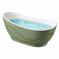 Baignoire îlot 170 x 75 cm en acrylique vert sauge design ondulé