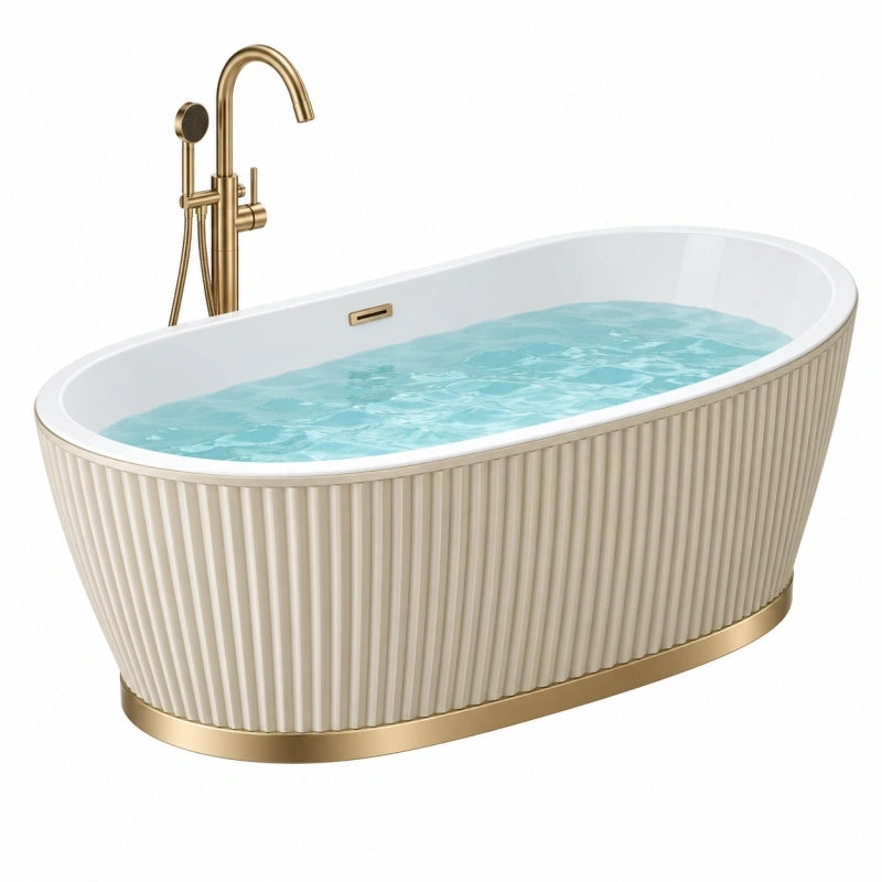 Baignoire îlot 170 cm acrylique blanc et doré style contemporain
