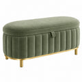 Banquette coffre 100 x 40 x 45 cm en velours vert avec pieds métalliques dorés